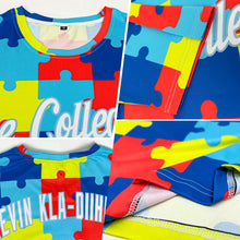 Load image into Gallery viewer, Custom Autism Awareness Puzzle Pieces Light Blue-White 3D Performance T-Shirt