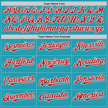 Load image into Gallery viewer, Custom Teal Red-White Mesh Authentic Throwback Baseball Jersey