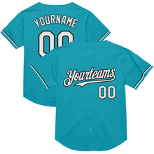 Load image into Gallery viewer, Custom Teal White-Black Mesh Authentic Throwback Baseball Jersey