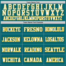 Load image into Gallery viewer, Custom Teal White-Gold Mesh Authentic Throwback Football Jersey