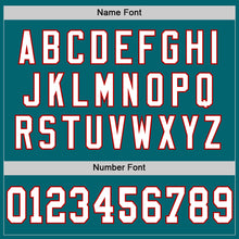 Load image into Gallery viewer, Custom Teal White-Red Mesh Authentic Throwback Football Jersey