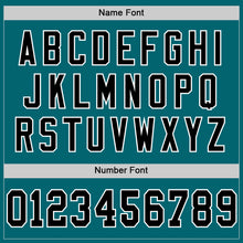 Load image into Gallery viewer, Custom Teal Black-White Mesh Authentic Throwback Football Jersey