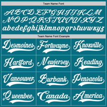 Load image into Gallery viewer, Custom Teal White Hockey Lace Neck Jersey