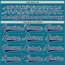 Load image into Gallery viewer, Custom Teal Navy-White Hockey Lace Neck Jersey