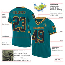 Load image into Gallery viewer, Custom Teal Black-Old Gold Mesh Authentic Throwback Football Jersey