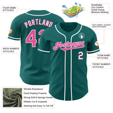 Load image into Gallery viewer, Custom Teal Pink-White Authentic Baseball Jersey