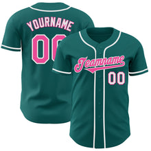 Load image into Gallery viewer, Custom Teal Pink-White Authentic Baseball Jersey