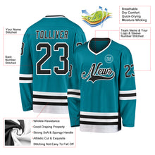 Load image into Gallery viewer, Custom Teal Black-White Hockey Jersey