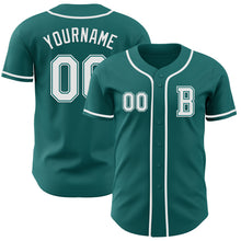 Load image into Gallery viewer, Custom Teal White Authentic Baseball Jersey