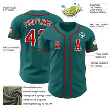 Load image into Gallery viewer, Custom Teal Red-White Authentic Baseball Jersey