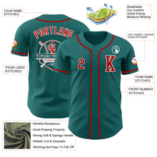 Load image into Gallery viewer, Custom Teal Red-White Authentic Baseball Jersey
