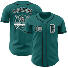 Load image into Gallery viewer, Custom Teal Black-White Authentic Baseball Jersey