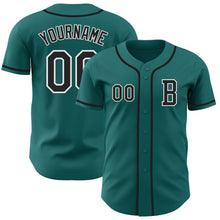 Load image into Gallery viewer, Custom Teal Black-White Authentic Baseball Jersey