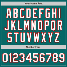Load image into Gallery viewer, Custom Teal White-Red Authentic Baseball Jersey