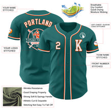 Load image into Gallery viewer, Custom Teal White-Orange Authentic Baseball Jersey
