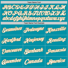 Load image into Gallery viewer, Custom Teal White-Old Gold Authentic Throwback Basketball Jersey