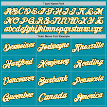 Load image into Gallery viewer, Custom Teal Gold-Black Authentic Throwback Basketball Jersey