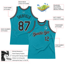 Load image into Gallery viewer, Custom Teal Black-Gray Authentic Throwback Basketball Jersey