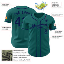 Load image into Gallery viewer, Custom Teal Navy Authentic Baseball Jersey