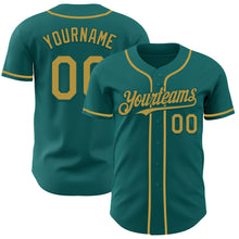 Load image into Gallery viewer, Custom Teal Old Gold Authentic Baseball Jersey