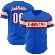 Load image into Gallery viewer, Custom Thunder Blue White-Red Authentic Baseball Jersey