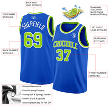 Load image into Gallery viewer, Custom Thunder Blue Neon Green-White Authentic Basketball Jersey