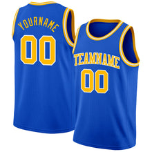 Load image into Gallery viewer, Custom Thunder Blue Gold-White Authentic Basketball Jersey