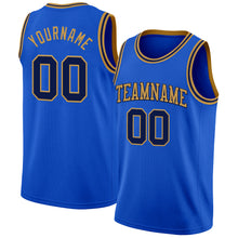 Load image into Gallery viewer, Custom Thunder Blue Navy-Old Gold Authentic Basketball Jersey