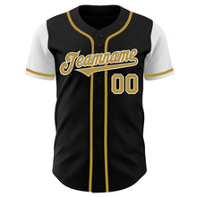 Load image into Gallery viewer, Custom Black Old Gold-White Authentic Two Tone Baseball Jersey
