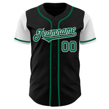 Load image into Gallery viewer, Custom Black Kelly Green-White Authentic Two Tone Baseball Jersey