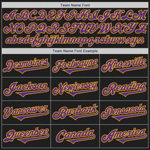 Load image into Gallery viewer, Custom Black Purple-Gold Authentic Two Tone Baseball Jersey