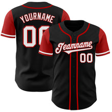 Load image into Gallery viewer, Custom Black White-Red Authentic Two Tone Baseball Jersey