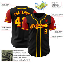 Load image into Gallery viewer, Custom Black Gold-Red Authentic Two Tone Baseball Jersey