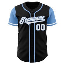 Load image into Gallery viewer, Custom Black White-Light Blue Authentic Two Tone Baseball Jersey