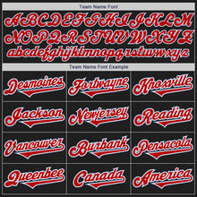 Load image into Gallery viewer, Custom Black Red-Light Blue Authentic Two Tone Baseball Jersey