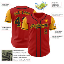 Load image into Gallery viewer, Custom Red Black-Gold Authentic Two Tone Baseball Jersey