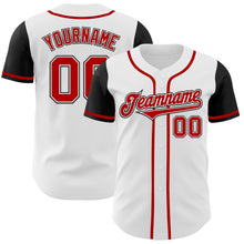 Load image into Gallery viewer, Custom White Red-Black Authentic Two Tone Baseball Jersey