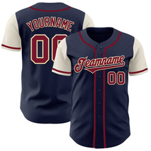 Load image into Gallery viewer, Custom Navy Crimson-Cream Authentic Two Tone Baseball Jersey