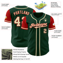 Load image into Gallery viewer, Custom Green Cream-Red Authentic Two Tone Baseball Jersey