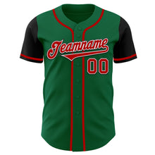 Load image into Gallery viewer, Custom Kelly Green Red-Black Authentic Two Tone Baseball Jersey