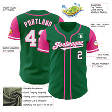 Load image into Gallery viewer, Custom Kelly Green White-Pink Authentic Two Tone Baseball Jersey