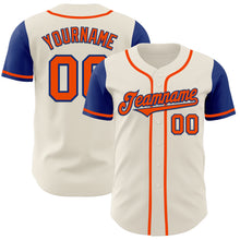 Load image into Gallery viewer, Custom Cream Orange-Royal Authentic Two Tone Baseball Jersey