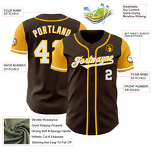 Load image into Gallery viewer, Custom Brown White-Gold Authentic Two Tone Baseball Jersey