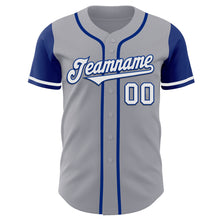 Load image into Gallery viewer, Custom Gray White-Royal Authentic Two Tone Baseball Jersey