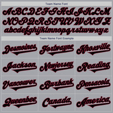 Load image into Gallery viewer, Custom Gray Black-Crimson Authentic Two Tone Baseball Jersey