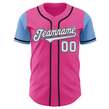 Load image into Gallery viewer, Custom Pink White-Light Blue Authentic Two Tone Baseball Jersey