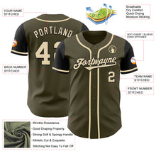 Load image into Gallery viewer, Custom Olive Cream-Black Authentic Two Tone Salute To Service Baseball Jersey