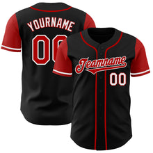 Load image into Gallery viewer, Custom Black Red-White Authentic Two Tone Baseball Jersey