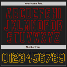 Load image into Gallery viewer, Custom Black Gold-Red Authentic Two Tone Baseball Jersey