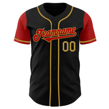 Load image into Gallery viewer, Custom Black Red-Old Gold Authentic Two Tone Baseball Jersey